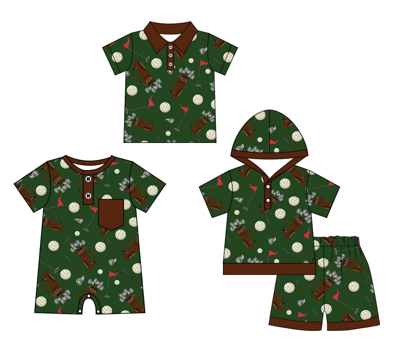 11.27 custom each style moq 5eta 4-6week Sibling Sister dark green baby boy short sleeve shorts sets and boy romper and top match design