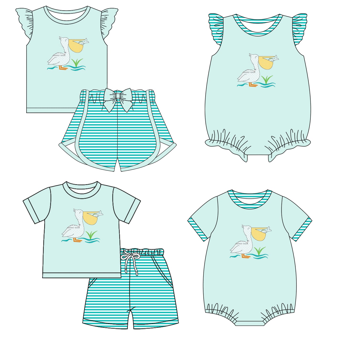12.19 custom each style moq 5eta 4-6week Sibling Sister baby girl short sleeve shorts sets and sets 2 and girls romper and boy romper match design