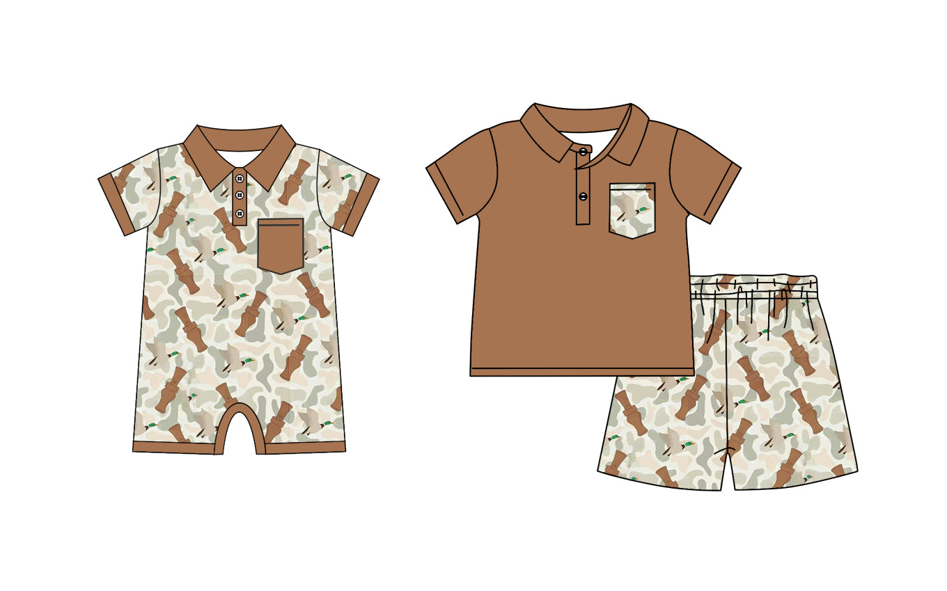 12.16 custom each style moq 5eta 4-6week Sibling Sister camouflage baby boy short sleeve shorts sets and rompers match design