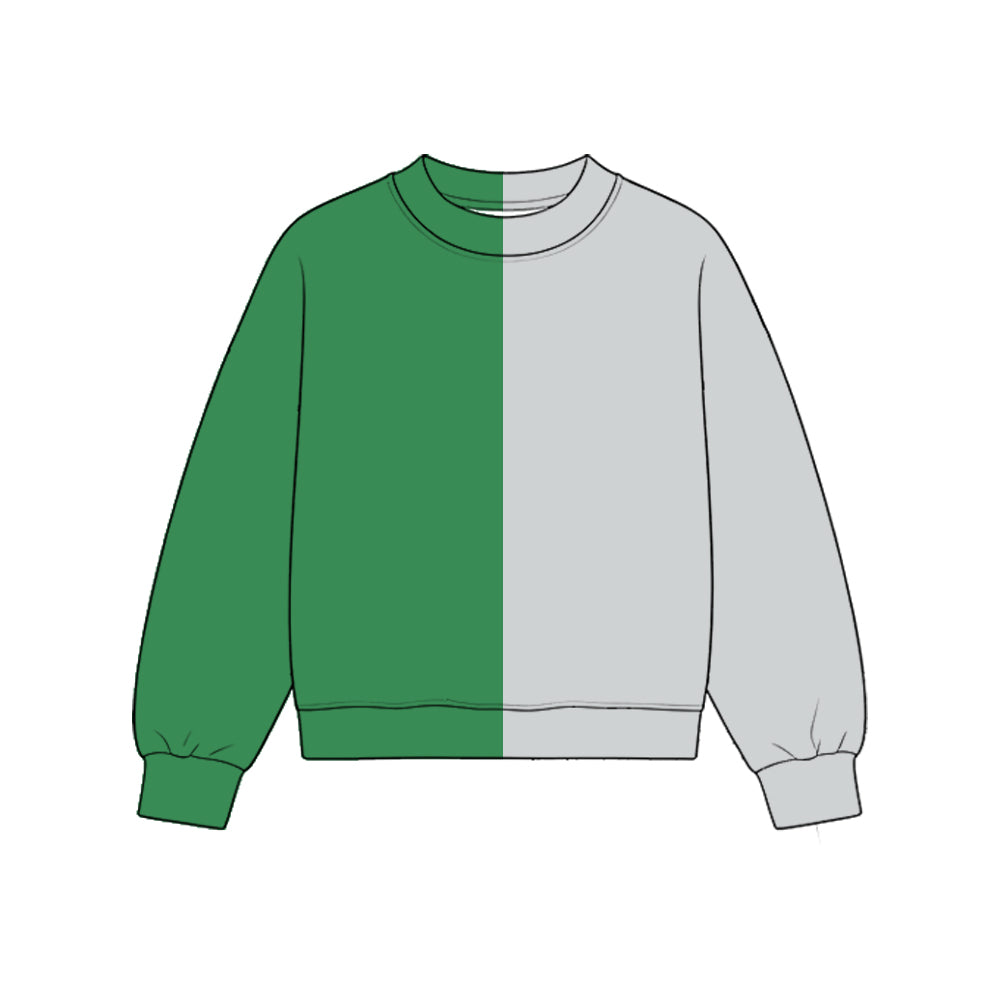 Custom moq 5 girls Blank Cotton Forest green + light gray sweatshirt