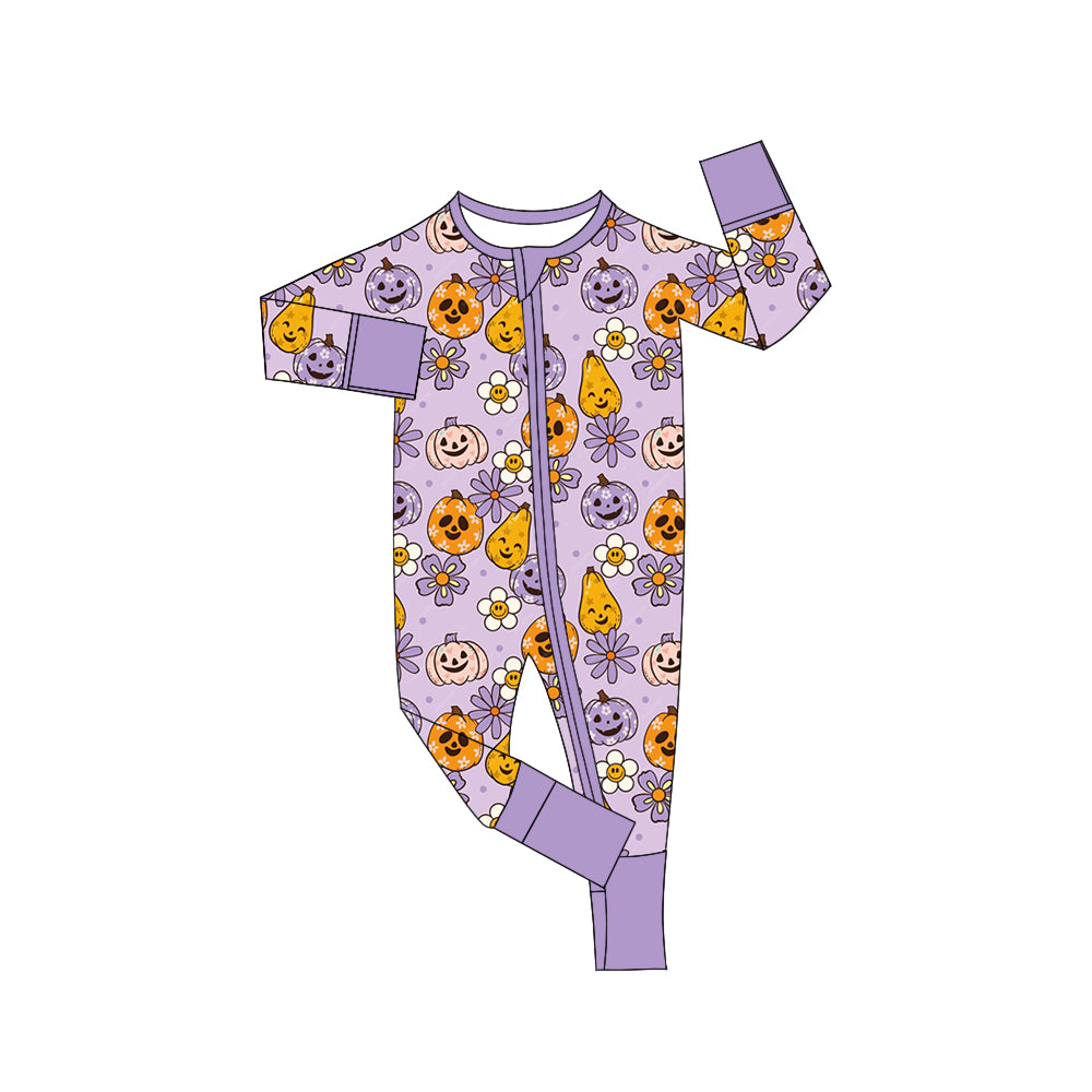 7.5 custom each style moq 5eta 4-6week baby girlss pumpkin purple long sleeve rompers