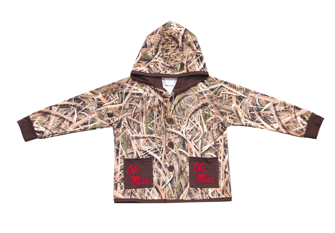 Custom moq 5 mix size milk silk baby boys clothes team summer camouflage button hooded long sleeve top-25.11.25