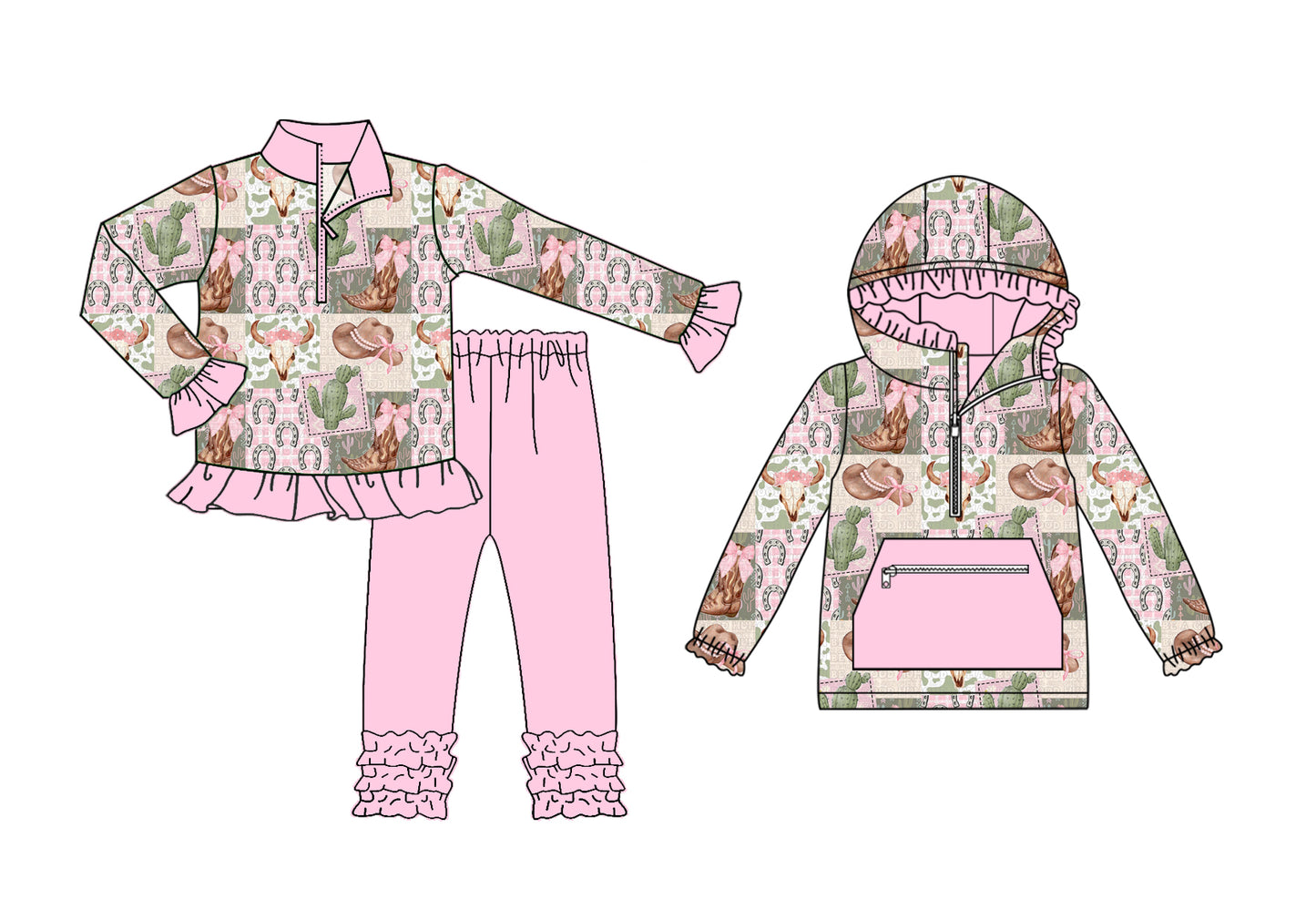 25.8.2 custom each style moq 5eta 4-6week Sibling Sisters boot hats baby girl long sleeve pants sets and top match family design