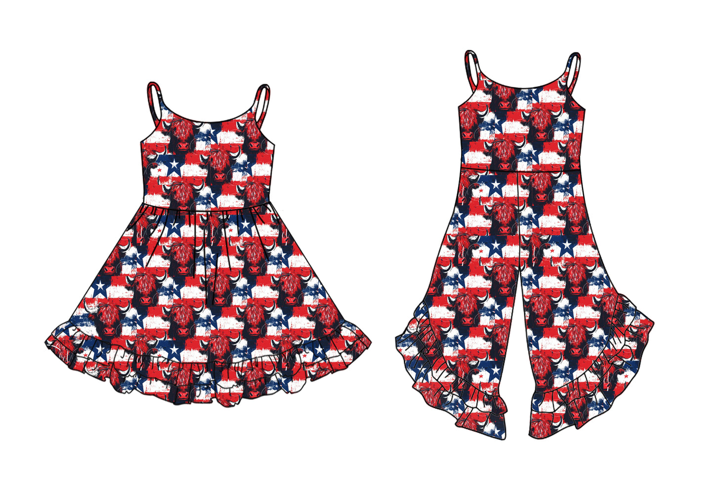 2.27 custom each style moq 5eta 4-6week Sibling Sister cow head baby girl dress and jumpsuit match family design