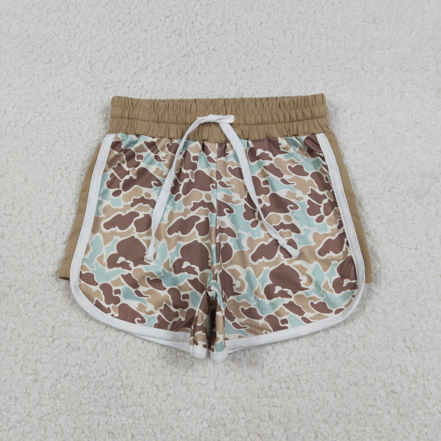 RTS NO MOQ(In Stock) Blue-green-brown camouflage drawstring shorts