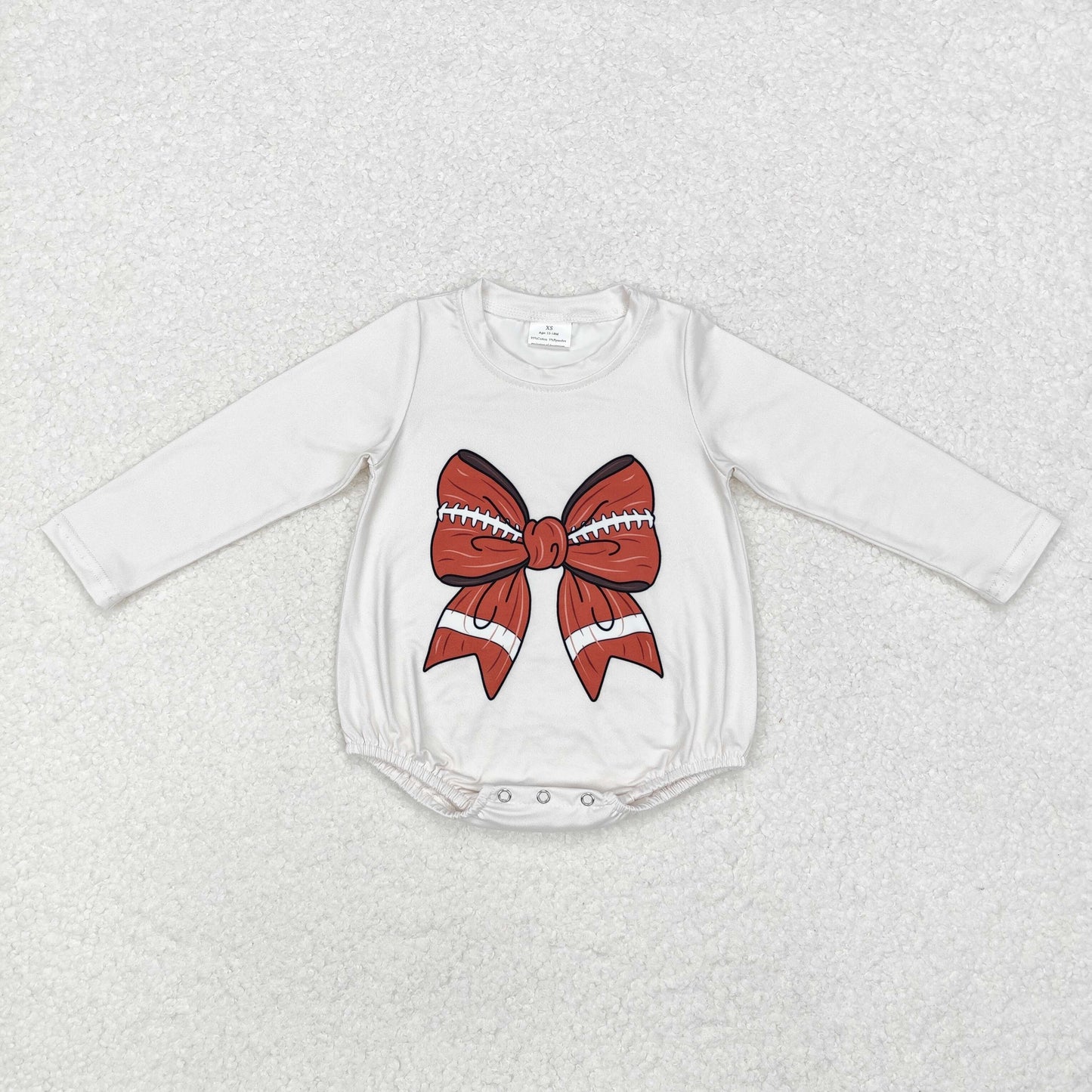 RTS NO MOQ(In Stock) LR1717 Long-sleeved bodysuit with rugby bow pattern