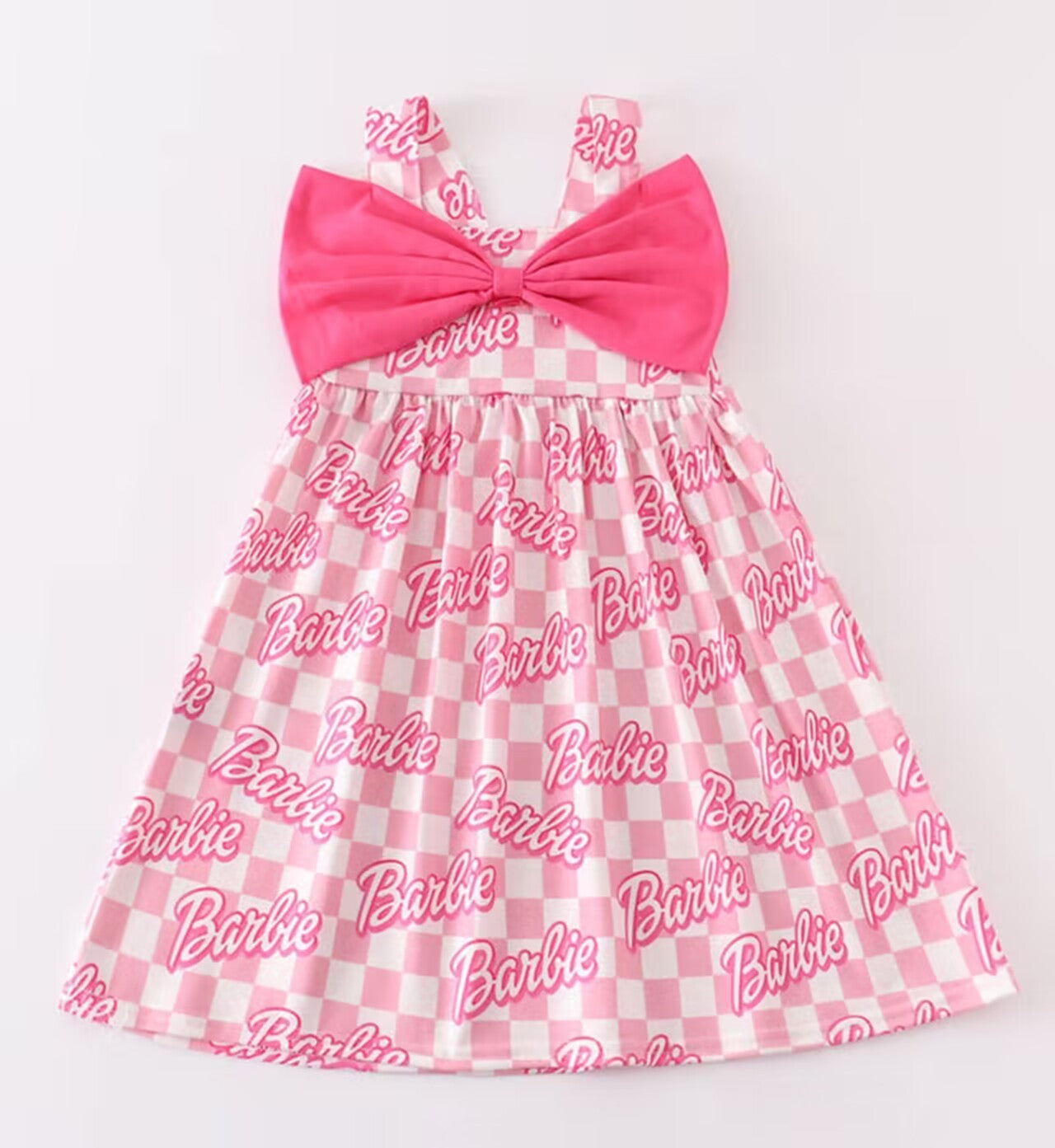 5.18custom each style moq 5eta 4-5week pink-white plaid with bow tie girls dress