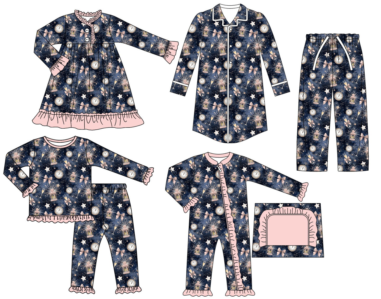 25.7.19 custom each style moq 5eta 4-6week Sibling Sisters bow baby girl long sleeve pants sets and adult top and adult pants and romper and dress match family design