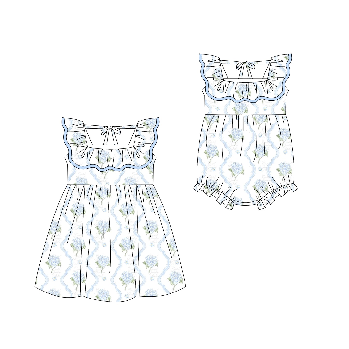 2.28 custom each style moq 5eta 4-6week Sibling Sister floral baby girl short sleeve dress and rompers match family design