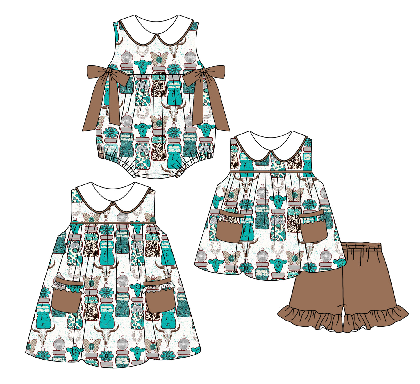 2.24 custom each style moq 5eta 4-6week Sibling Sisters baby girl short sleeve shorts sets and dress and rompers match family design