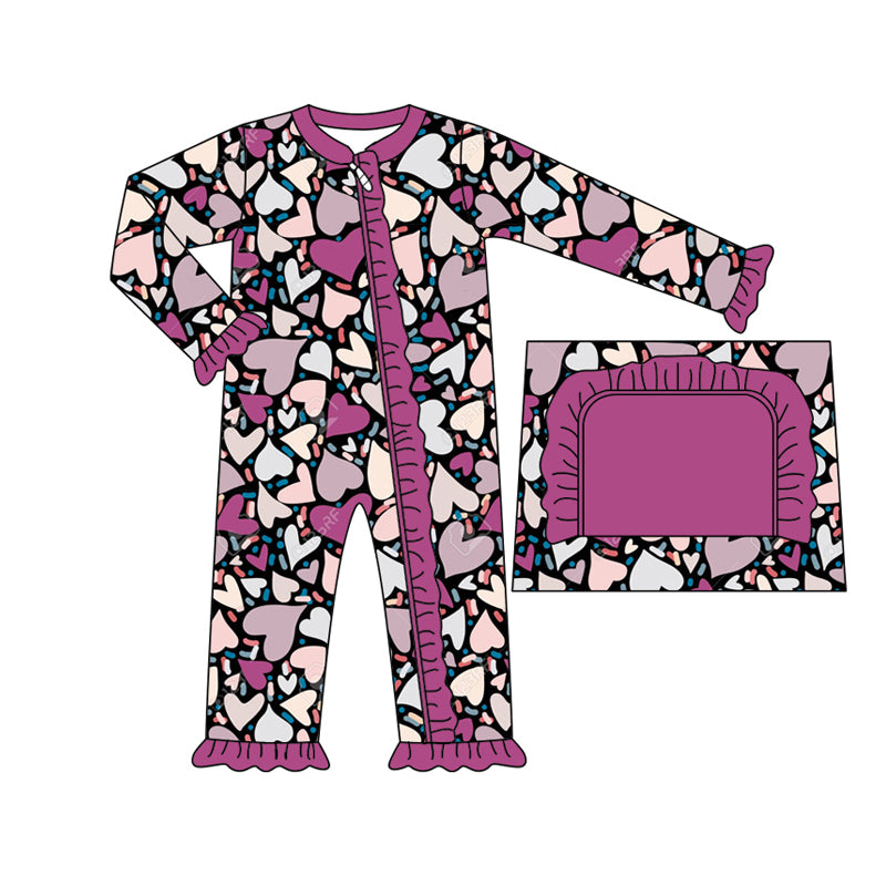 8.2 custom each style moq 5eta 4-6week Sibling Sister love purple baby girls sets and dress and rompers match family design
