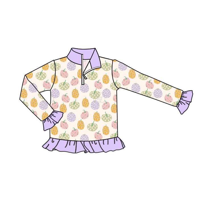7.9 custom each style moq 5 eta 4-6week baby girls clothes pineapple purple long sleeve top
