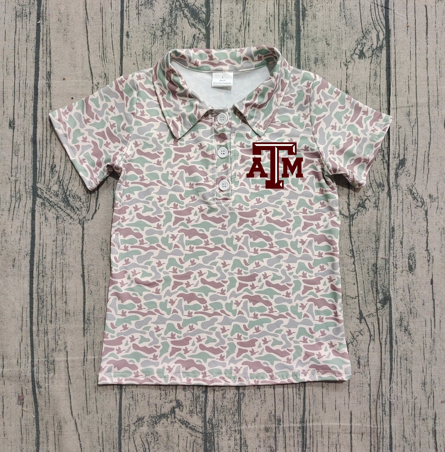 Custom moq 5 mix size milk silk baby boys clothes team camouflage summer short sleeve top-25.11.20