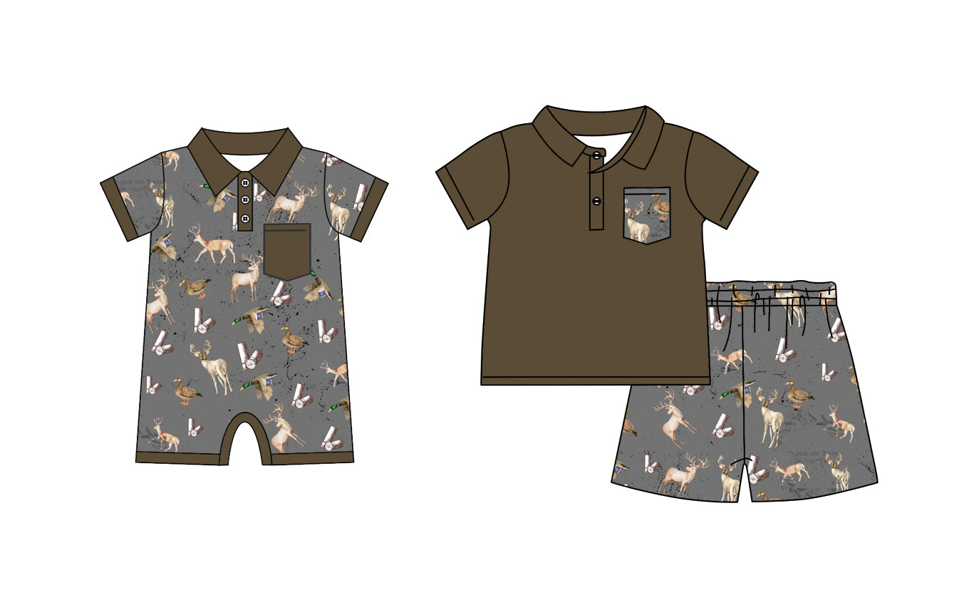 12.16 custom each style moq 5eta 4-6week Sibling Sister deer baby boy short sleeve shorts sets and rompers match design
