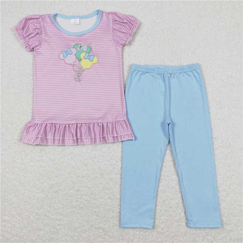RTS NO MOQ(In Stock) GSPO1104 Embroidered short-sleeved trousers suit