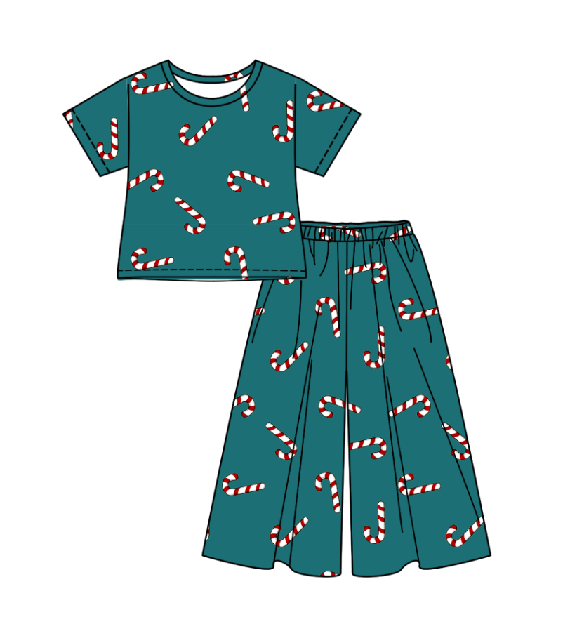 Custom moq 5 each style eta 6-7weeks baby girl clothes Christmas green short sleeve pants sets-25.8.26