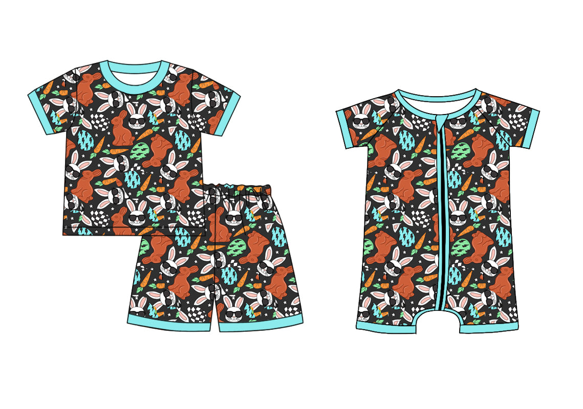 12.3 custom each style moq 5eta 4-6week Sibling Sister easter rabbit baby girl short sleeve shorts sets and rompers match design
