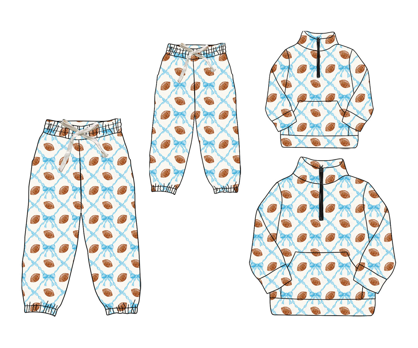 25.9.5 custom each style moq 5eta 4-6week Sibling Sister rugby bow baby long sleeve top and pant and adult top and adult pant match design