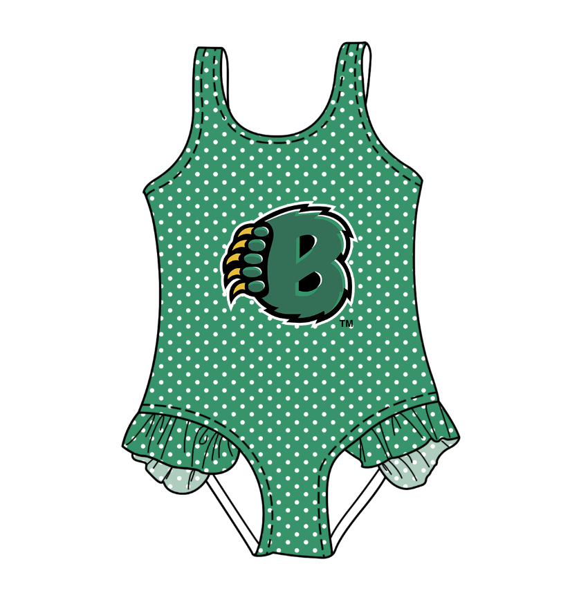 Custom moq 5 mix size milk silk summer teams Green Baby Girl Sleeveless Polka Dot Lace Onesie Swimsuit Cute Summer Beachwear for Little Girls