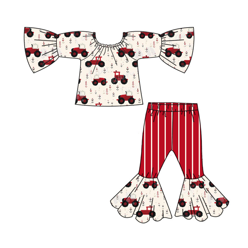 6.29 custom each style moq 5eta 4-6week girls long sleeve red striepd pants baby girls sets