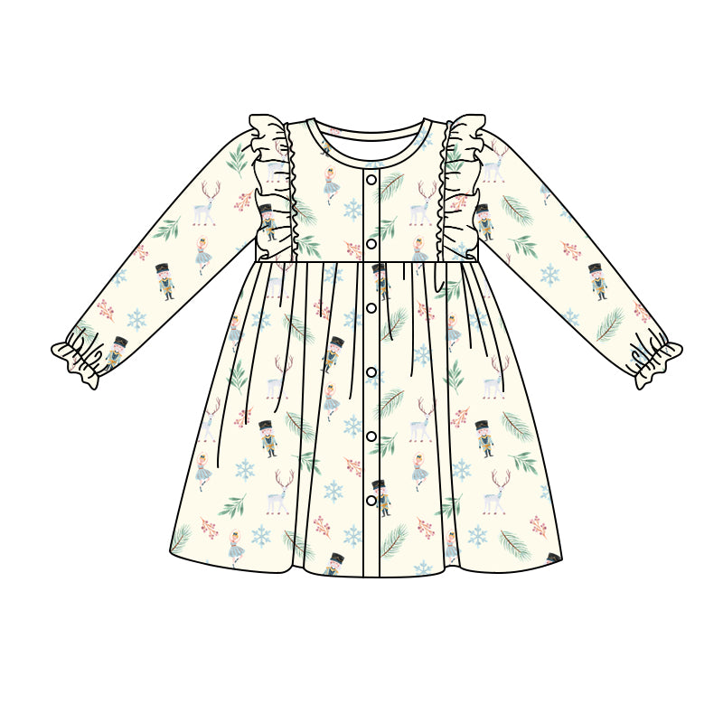 8.30 custom each style moq 5eta 4-6week baby girls clothes Christmas long sleeve dress