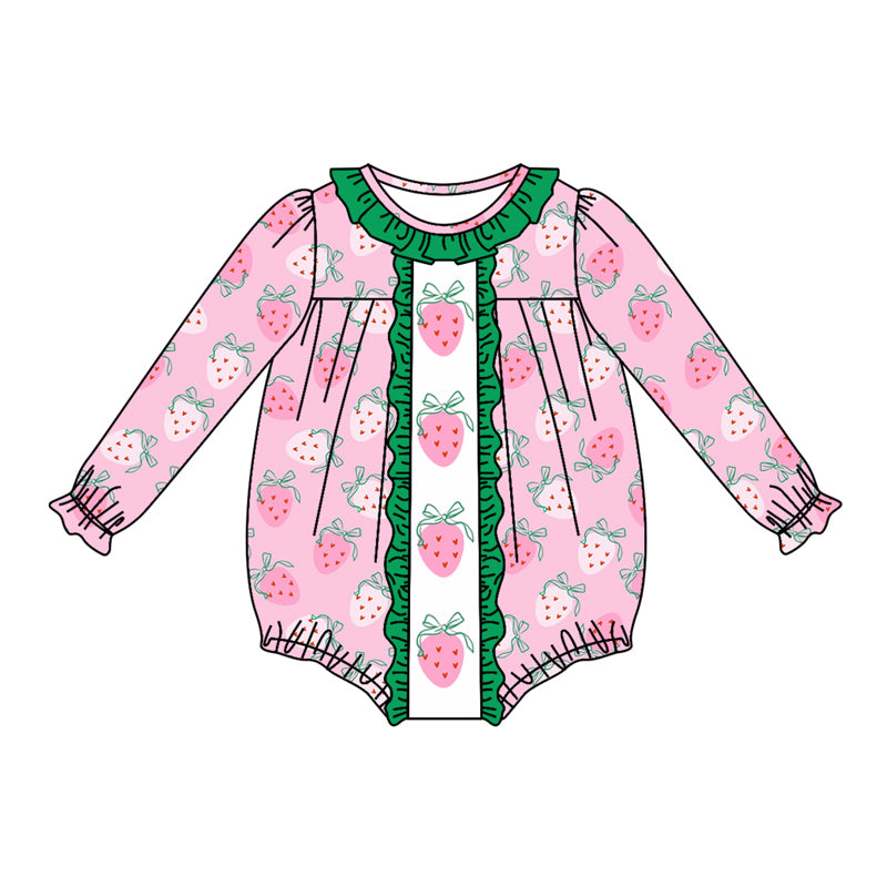 8.1 custom each style moq 5eta 4-6week Sibling Sister strawberry pink baby girls sets and dress and rompers match family design