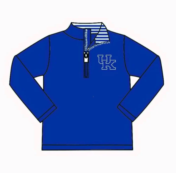 Deadline October 2 custom no moq eta 6-8weeks Klein blue lettering zipper pullover long-sleeved top
