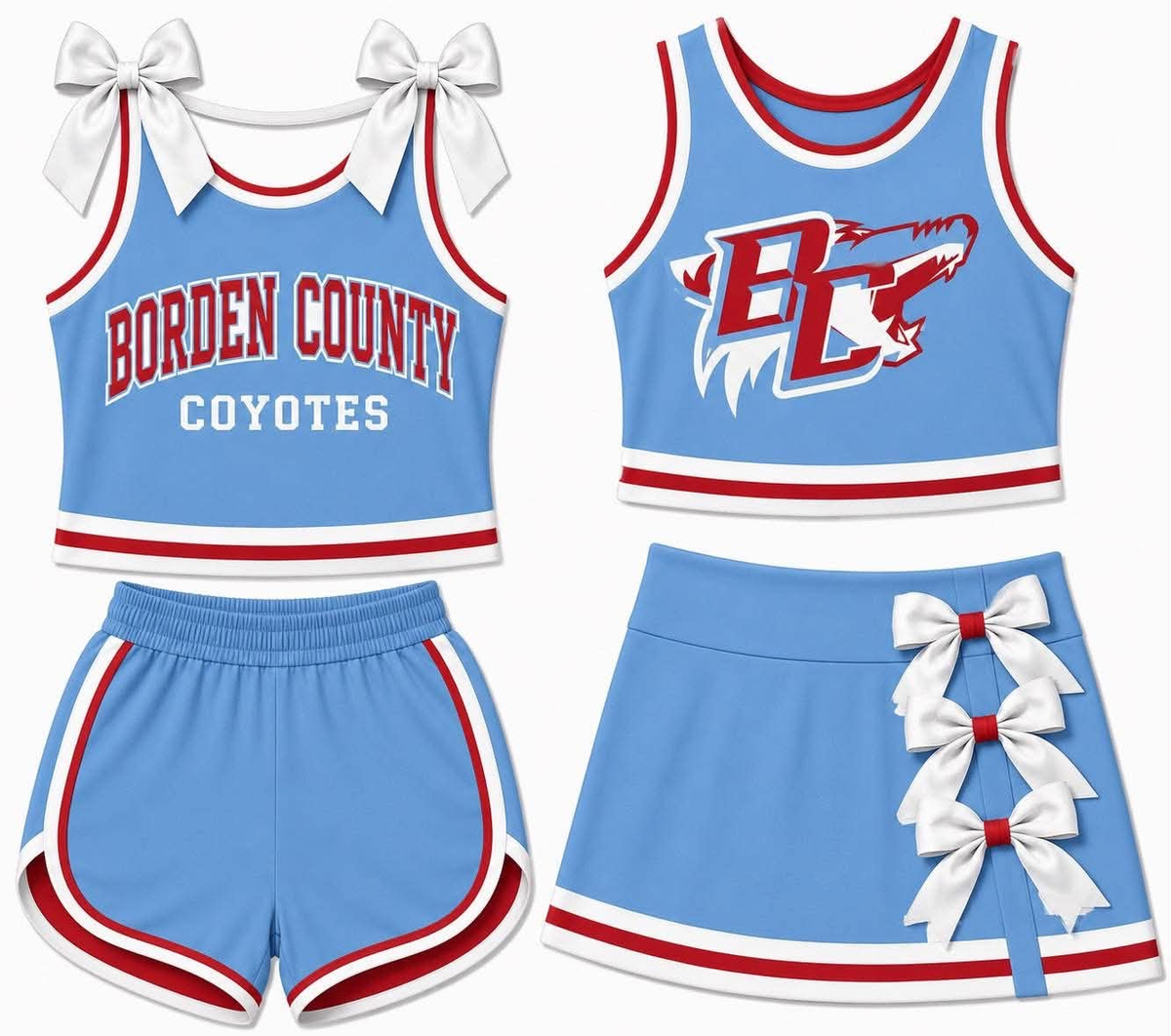 custom moq 5 mix size Baby Girls Bow Light Blue Tank Top Skort Shorts Sport Set