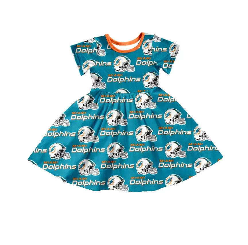 Miami dolphins Summer girl team short sleeve summer dress