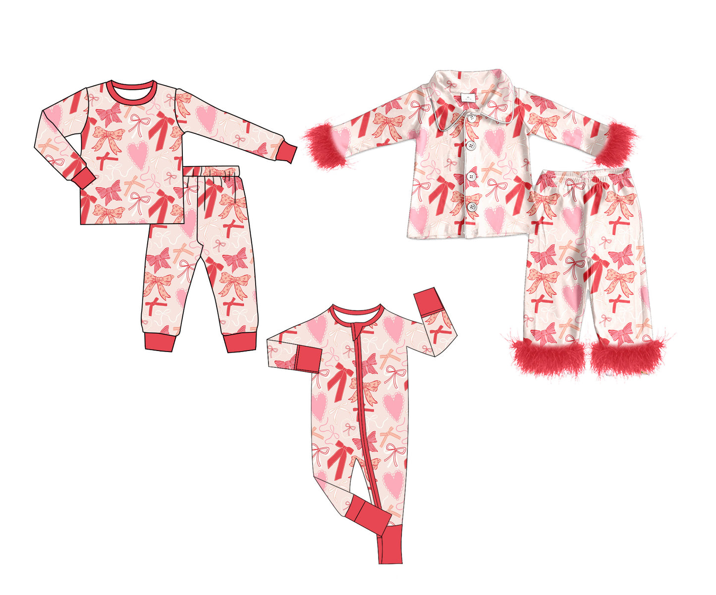 25.6.4 custom each style moq 5eta 4-6week Sibling Sisters love bow pink baby girl long sleeve pants sets 1 and sets 2 and romper match family design