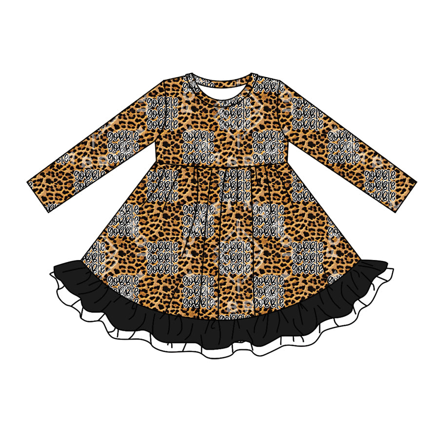 5.14custom each style moq 5eta 4-5week Sibling Sister GOBBLE prints leopard print girls and boys outfits and baby romper and dress match family design