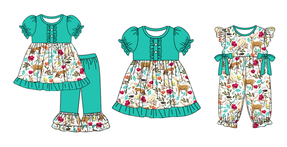 11.9 custom each style moq 5eta 4-6week Sibling Sister floral baby girl sets and dress and rompers match family design