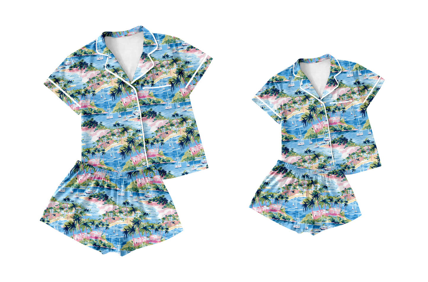 12.2 custom each style moq 5eta 4-6week Sibling Sister baby boys short sleeve shorts sets and adult sets match design