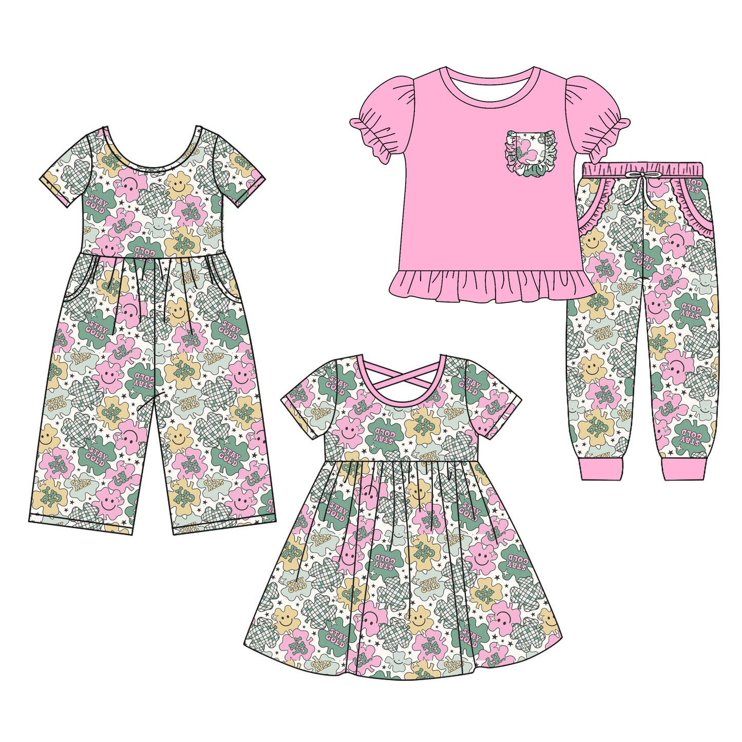 25.11.8 custom each style moq 5 eta 6-8week Sibling Sisters baby girl short sleeve shorts sets and dress and jumpsuit match family design