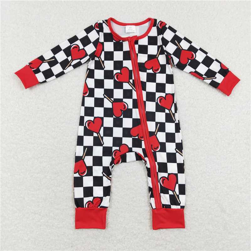 RTS NO MOQ(In Stock) Valentine love Zip Long Sleeve Jumpsuit