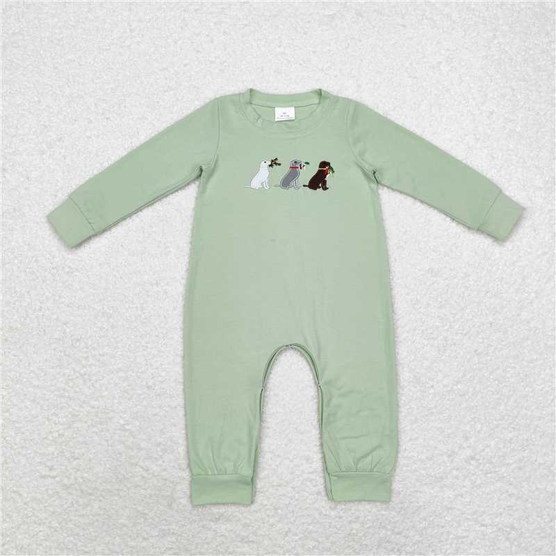 RTS NO MOQ(In Stock) LR1496 Baby boy clothes long-sleeved bodysuit with embroidered