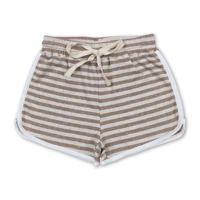 RTS NO MOQ Sibling Baby Girls Stripes Summer Sports Design Shorts