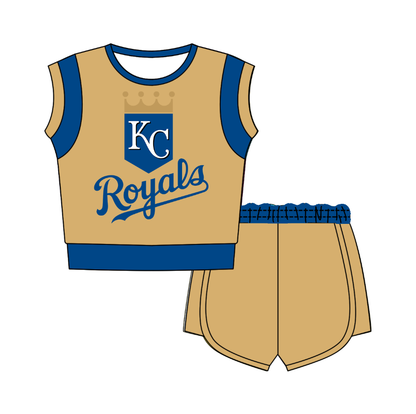 Custom moq 5 mix size milk silk summer teams Brown Sleeveless O-Neck Top And Shorts Set Cute And Comfortable Kids' Outfit