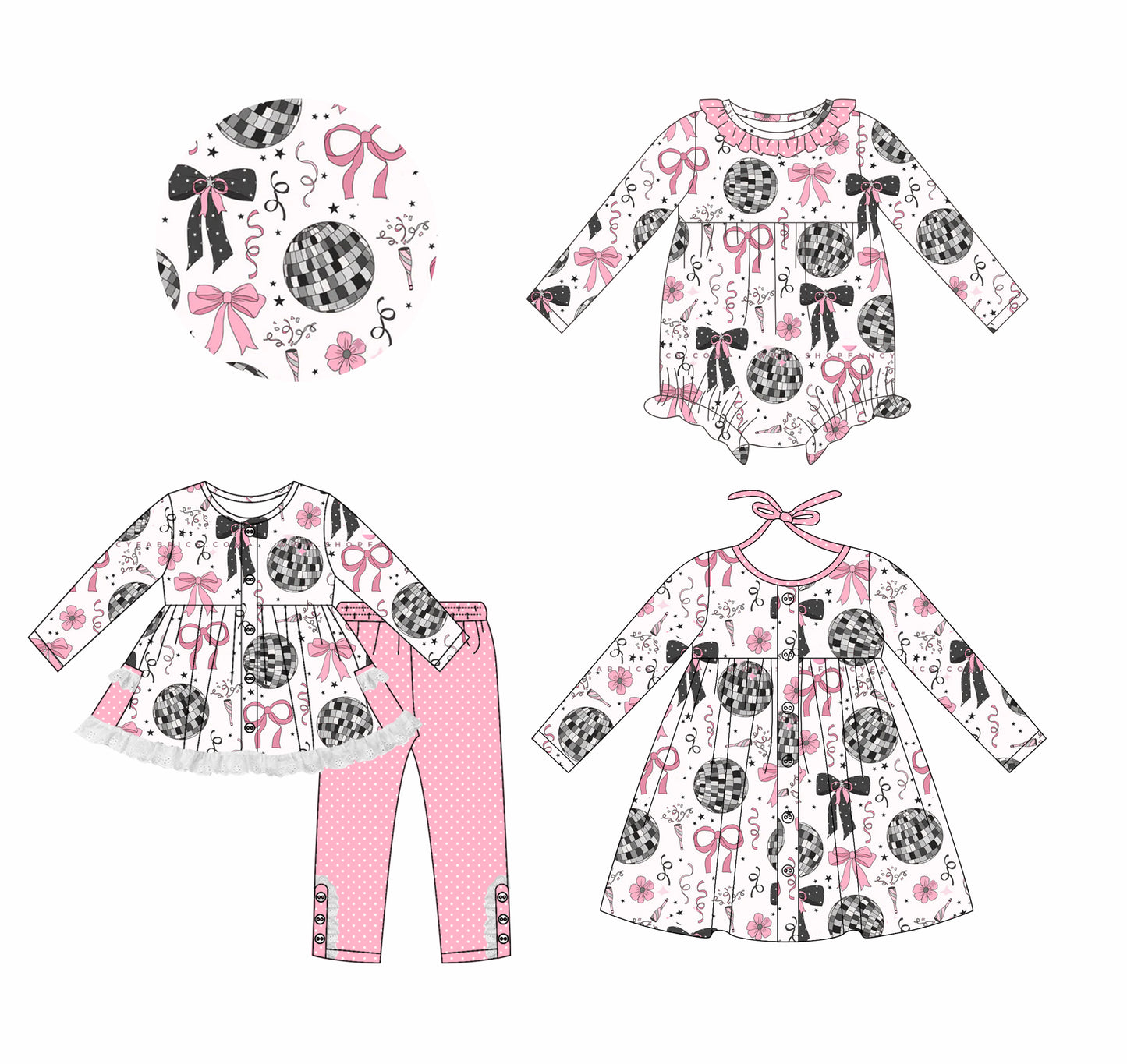 25.7.4 custom each style moq 5eta 4-6week Sibling Sisters bow baby girl long sleeve pants sets and dress and rompers match family design