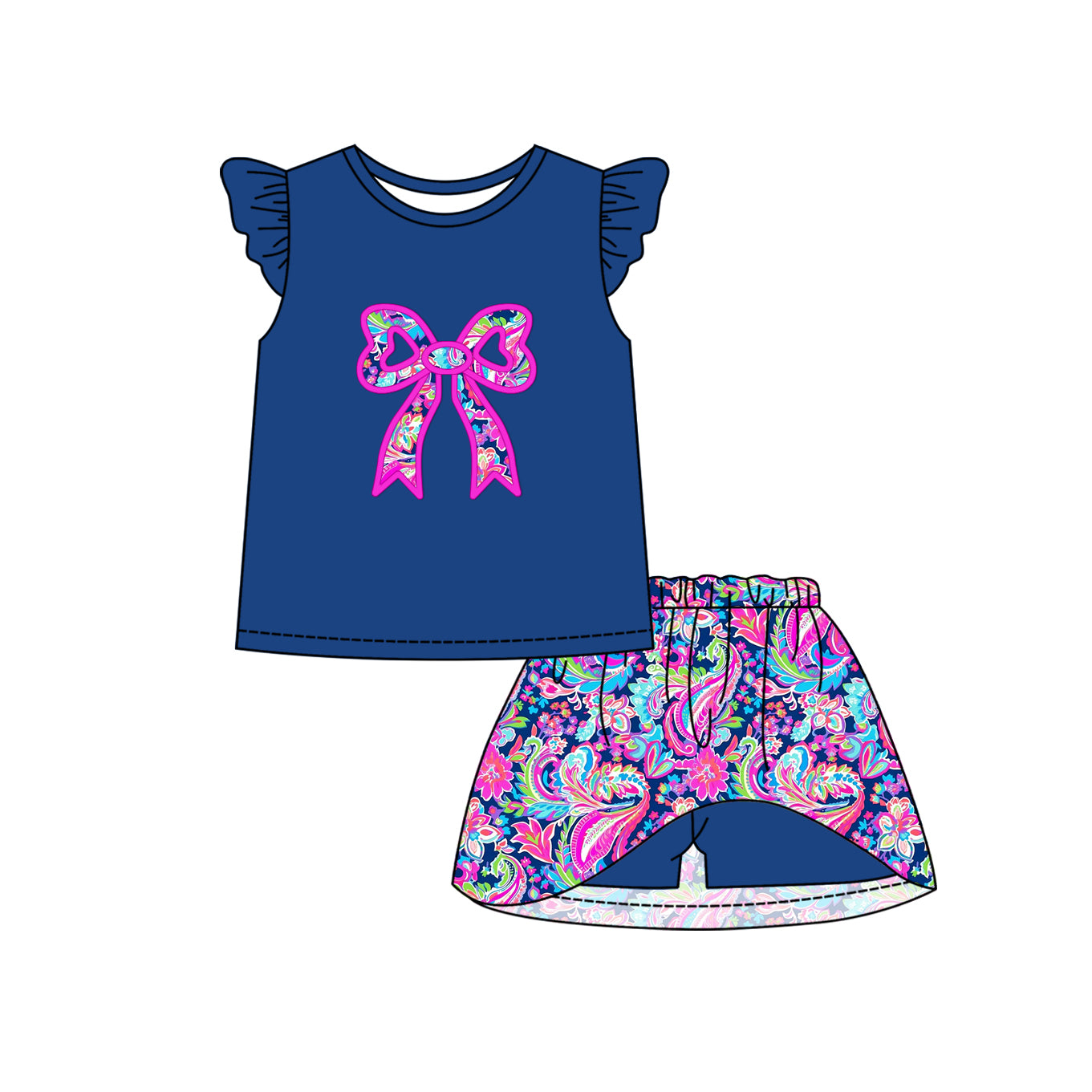 12.9 custom each style moq 5eta 4-6week Sibling Sister bow floral pattern baby girl short sleeve shorts fish sets 1 and easter sets 2 match design