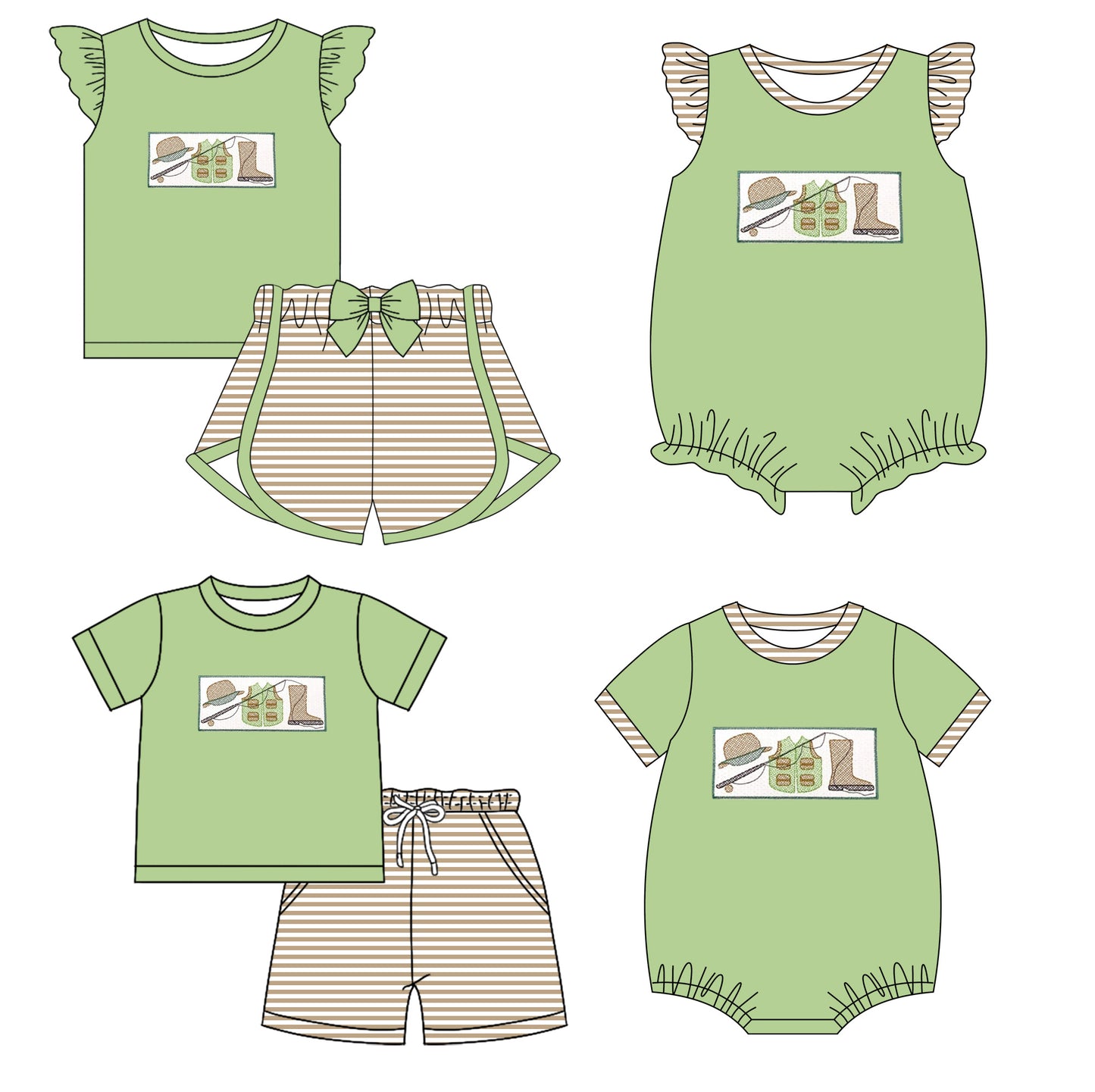 11.28 custom each style moq 5eta 4-6week Sibling Sister baby girl short sleeve shorts sets and sets 2 and girls romper and boy romper match design