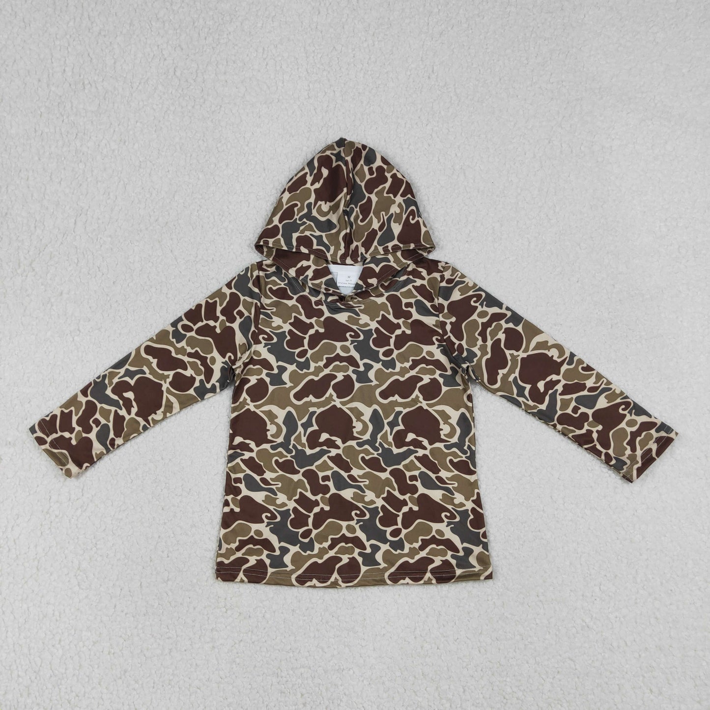RTS NO MOQ(In Stock) BT1650 Brown-Green Camouflage Hooded Long-Sleeve Top