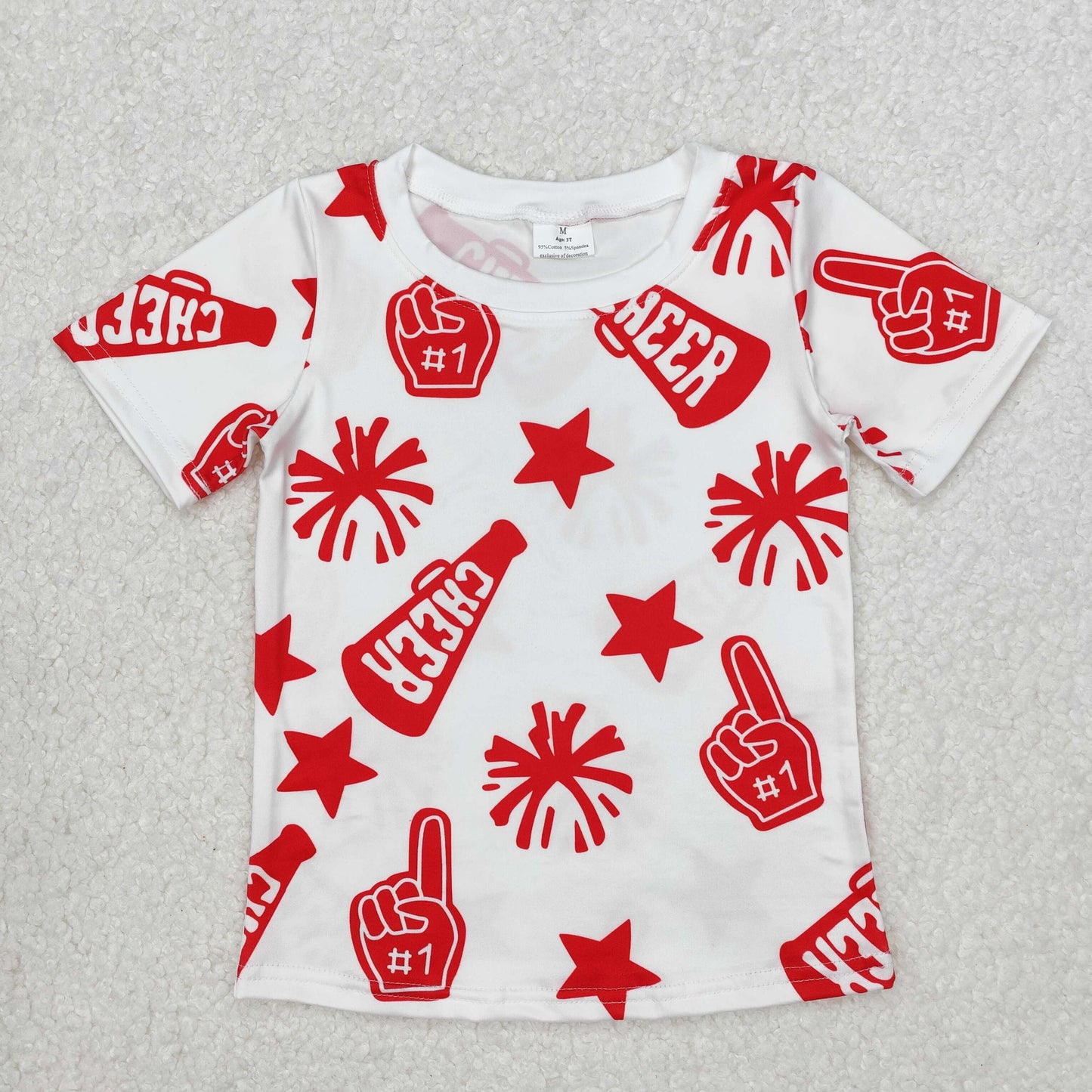 RTS NO MOQ baby girl clothes cheers short-sleeved tops
