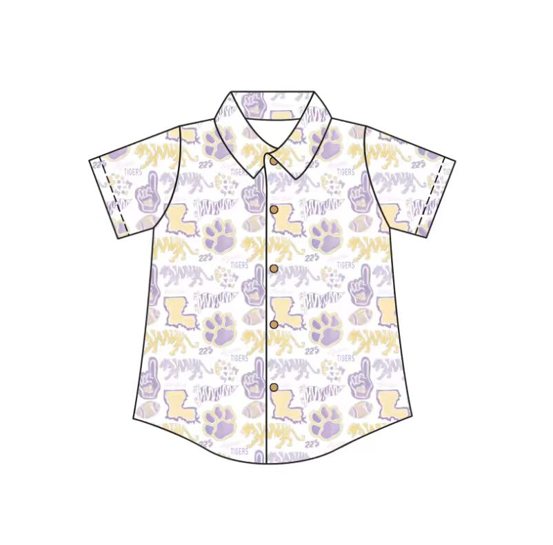 Custom moq 5 mix size milk silk summer teams Baby Boy White Short-Sleeved Button-Down Shirt