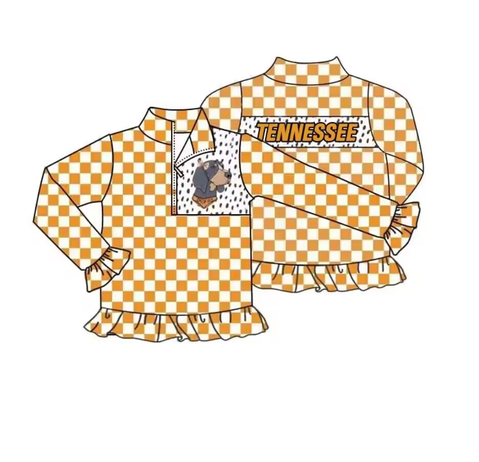custom moq 3 eta 6-8weeks team baby girls clothes light orange long sleeve top