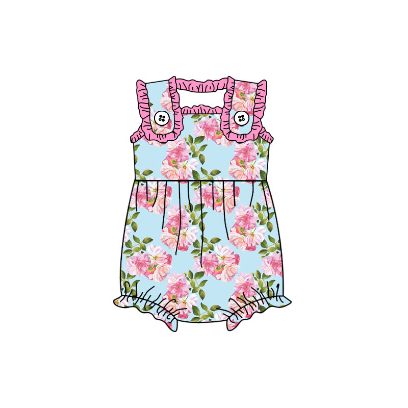 10.21 custom each style moq 5eta 4-6week Sibling Sister floral pink baby girls sleeveless shorts sets and rompers match design