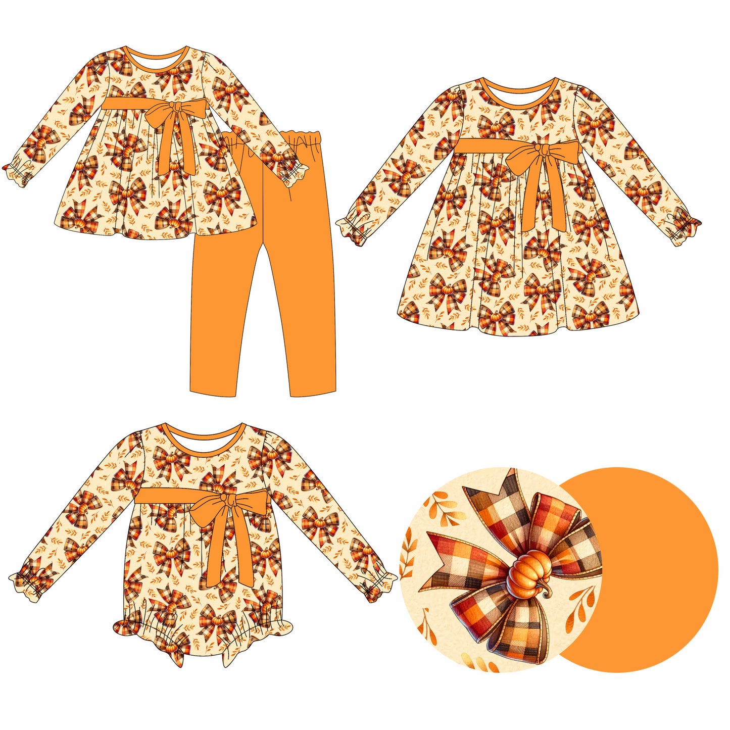 25.6.25 custom each style moq 5eta 4-6week Sibling Sisters bow baby girl long sleeve pants sets and dress and rompers match family design