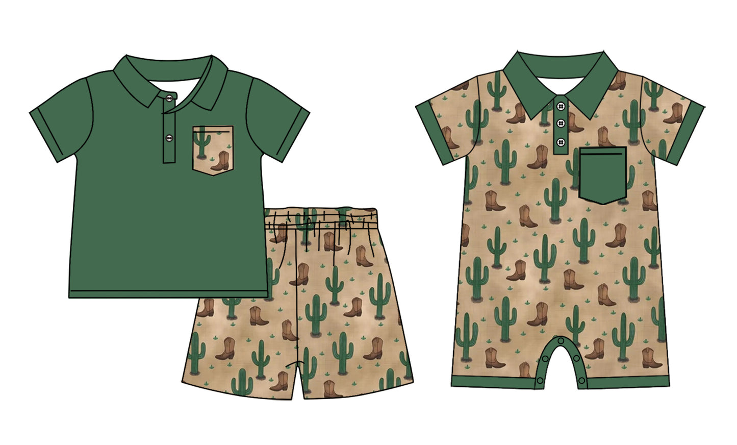 12.20 custom each style moq 5eta 4-6week Sibling Sister boots catcus baby boy short sleeve shorts sets and rompers match design