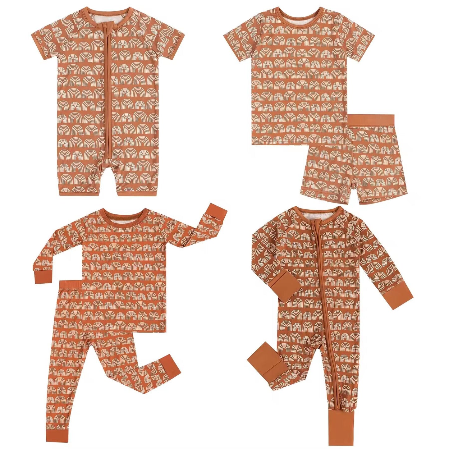 5.16custom each style moq 5eta 4-5week Sibling Sister rainbow print drown boys outfits and baby romper match family design