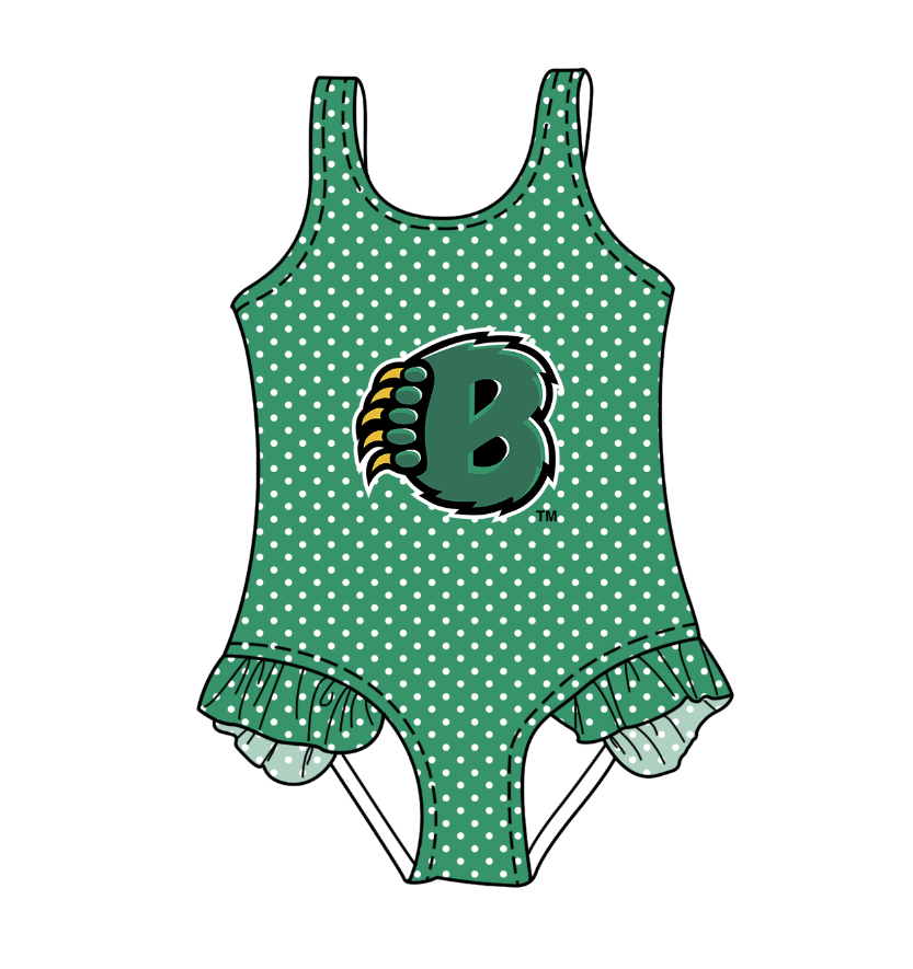 Custom moq 5 mix size milk silk summer teams Green Baby Girl Sleeveless Polka Dot Lace Onesie Swimsuit Cute Summer Beachwear for Little Girls